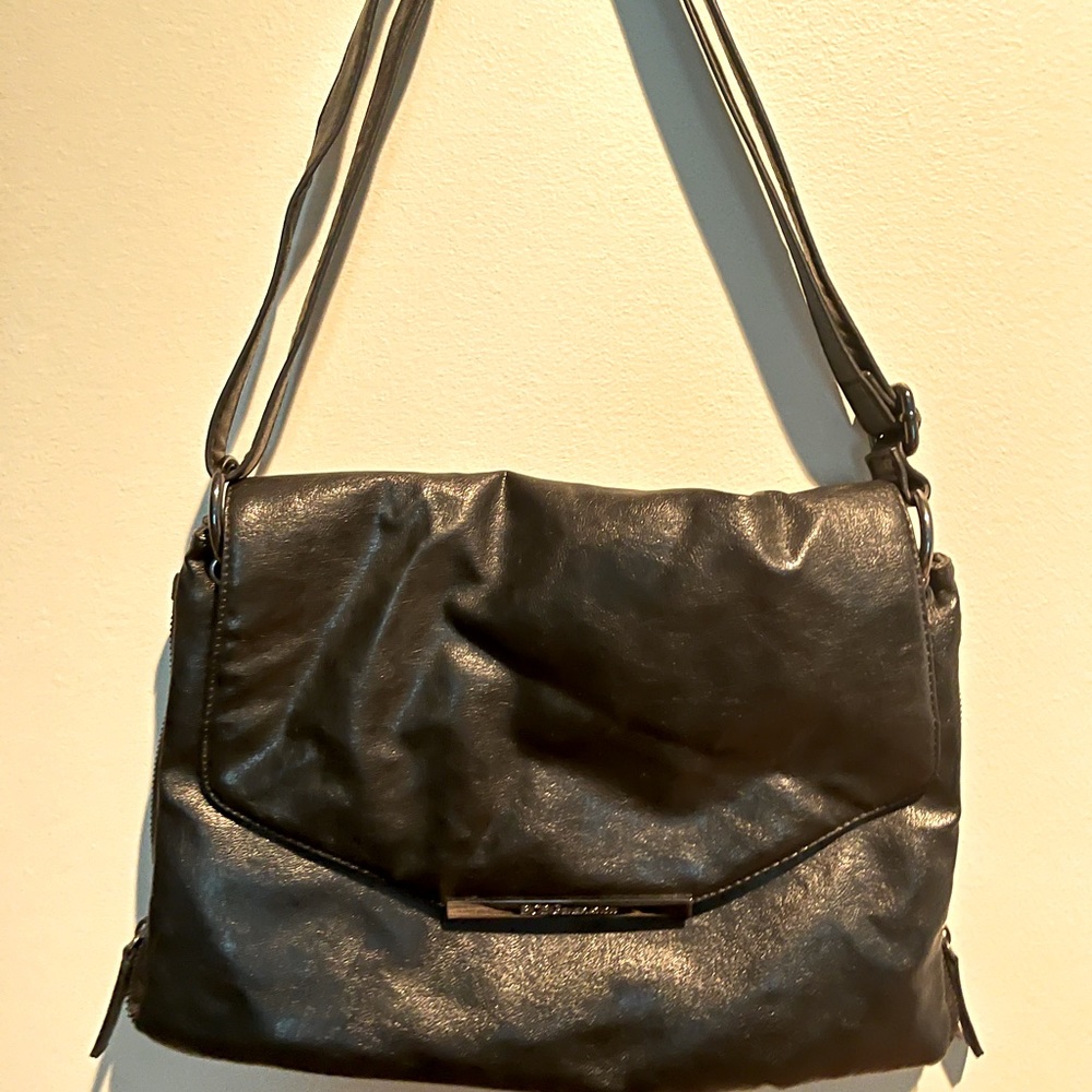 BCBG Black Leather Shoulder Bag